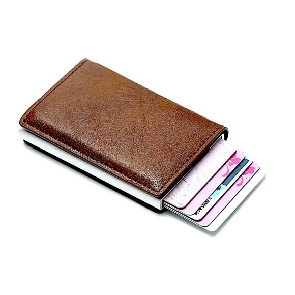 Mens RFID Blocking Leather Credit Card ID Holder Pop Up Slim Card Wallet - Picture 13 of 13
